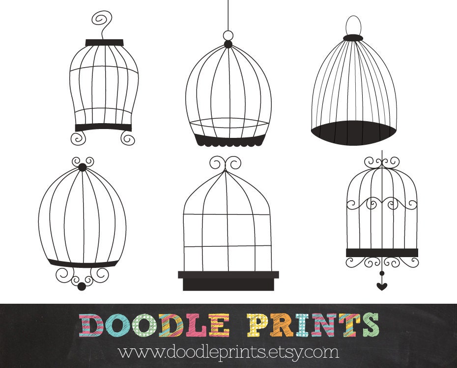Digital Clip Art Printable Bird Cages Design Cage Clipart | Etsy