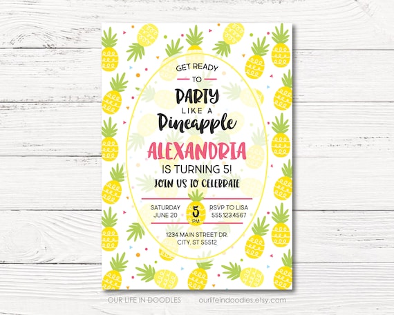 pineapple invitation pineapple birthday party invitation hawaii