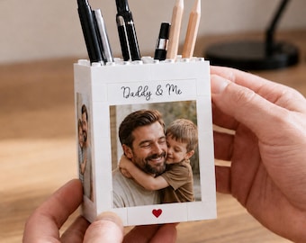 Custom Brick Bleistift Pot Personalisierte Foto Schreibtisch Organizer für Papa, Vatertagsgeschenk für Papa Opa