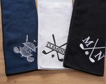 Embroidered Microfiber Golf Towel, Personalized Golf Gift