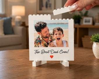 Personalized Dad Photo Building Block, Fathers Day Gift from Kids, Daddy & Me Brick Puzzle, Birthday Gift from Kids, Family Keepsake