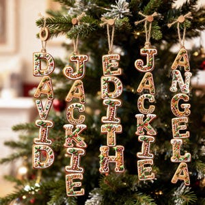 Christmas Gingerbread Letter Ornaments with Name, 2026 Stocking Tags, Keepsake ornaments