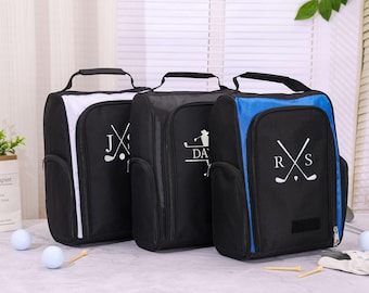 Bolsa personalizada para sapatos de golfe, porta-sapatos personalizado com bolsos laterais, presente bordado para golfistas, presente para o Dia dos Pais, presente para padrinhos.