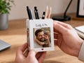 Custom Brick Pencil Pot Personalized Photo Desk Organizer for Dad, Father's day gift for dad grandpa
