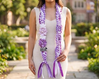 Personalized Tri-Color Graduation Lei, Custom Double Braided Ribbon Lei, Class of 2026 Graduation Gift, 2026 Grad Accessory
