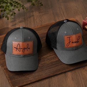Gepersonaliseerde petten voor vader en kind, pet met leren patch, baseballpet, cadeau voor kersverse vader
