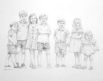 Pencil portrait custom sketch family
