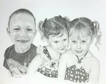 Pencil Portrait Custom Order Commission children