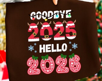 さようなら2025年、こんにちは2026年、クリスマスPNG、新年クリップアート（デジタルダウンロード）