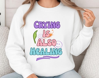 Crying Is Also Healing PNG SVG, Retro Mental Health Design (Digital Art)