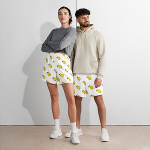 All-Over Print Unisex Athletic Long Shorts- Lemon print
