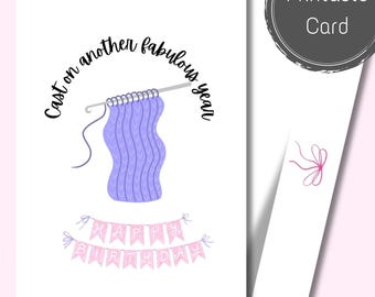 Knitting Birthday Card – Yarn Lover Greeting, Funny Knit Pun, Handmade Happy Birthday for Knitters Crafters | Cast on another fabulous year