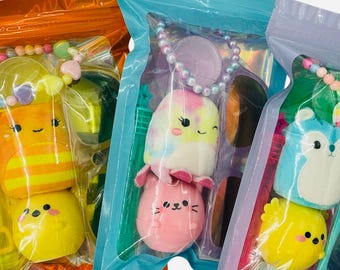 Squishmallow Party Favor Bag: Mini Plush, Slime, Lip Balm & Sunglasses