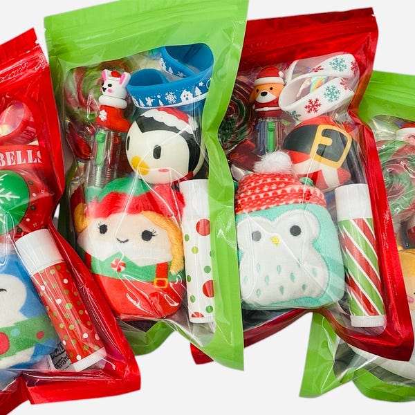 Squishmallow Christmas Favor Bag | Stocking Stuffer | Holiday Classroom Gift | Kids Xmas Party Goodie Bag