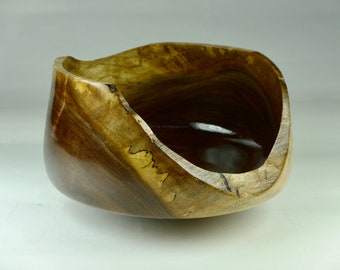 Bowl -Natural Edged Black Ambrosia Walnut Bowl- OOAK - Hand turned
