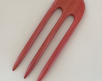 Pink Ivory Custom Hair Fork - Hand Made Natural Finish