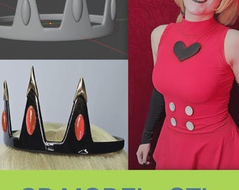 Cosplay 3D Model (Stl) - Hazbin Hotel - Charlie (Crown + Buttons + Gems)