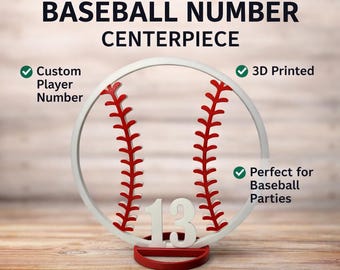 Personalized Baseball Number Centerpiece | 3D Printed Sports Decor