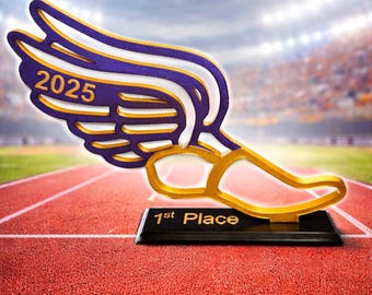 Custom Track Shoe Centerpiece with Personalized Base | Winged Running Shoe Trophy | Track Banquet Decor | Cross Country Awards | Team Gift