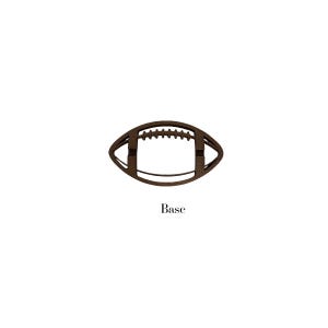 May include: A brown, open-frame football-shaped base with a series of short lines along the top. The word "Base" is printed in black below the football shape.