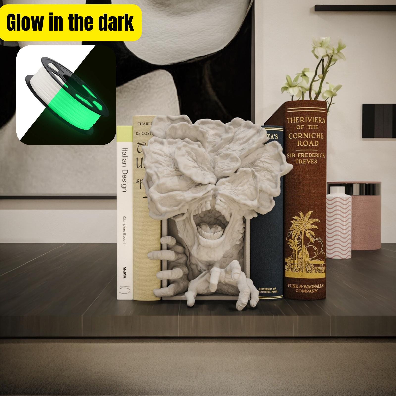 Im Dunkeln leuchten | Clicker Buchstütze | Horror Gamer Regal Dekor | Buchstütze|  Einzigartiges Geschenk für Last of Us Fans | Perfekte Home Regal Dekor Buchstütze