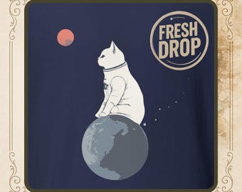 Astronaut Katze T-Shirt: Lustiges Galaxie Grafik T-Shirt, Sci-Fi Weltraum Geschenk