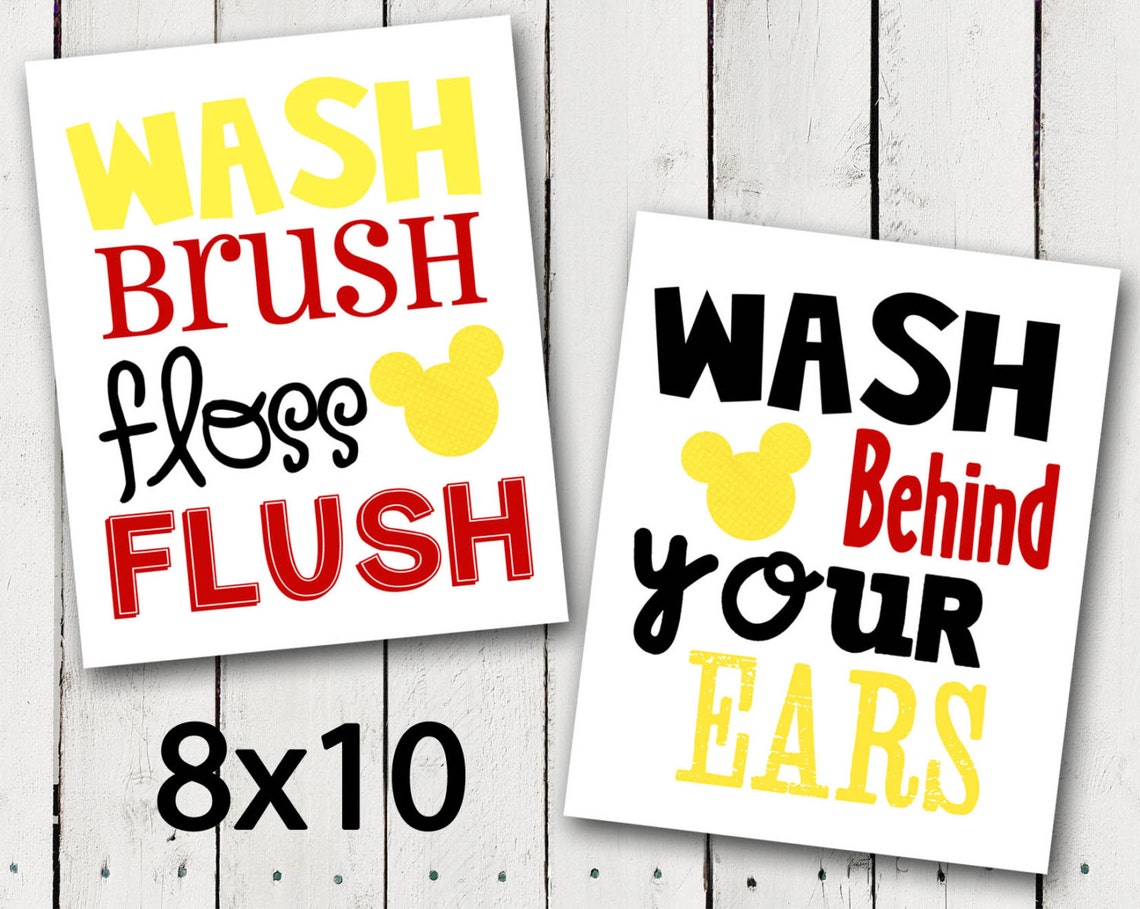 Mickey Mouse Bathroom Rules Subway Art Instant Download Etsy