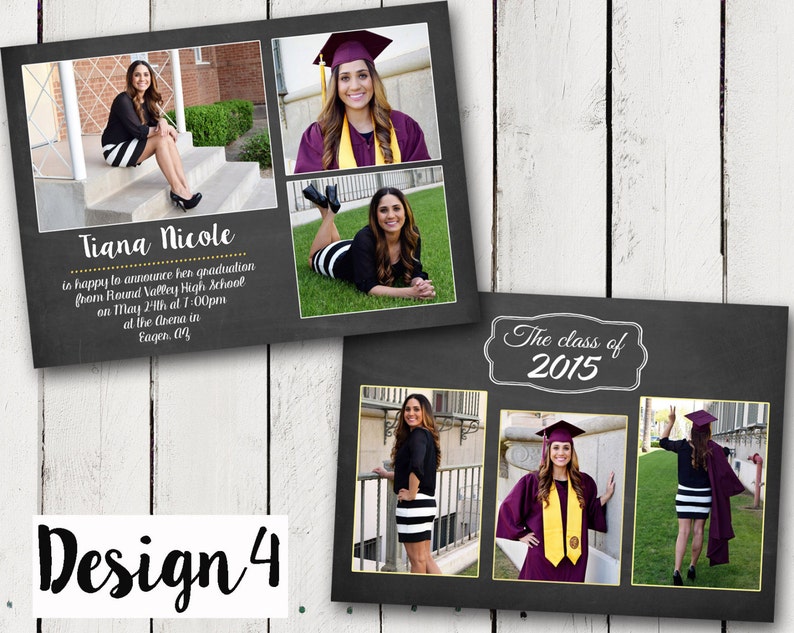 2 sided Girl Photo Graduation Announcements Etsy