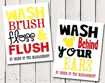 Mickey Mouse Bathroom Rules Subway Art - Instant Download