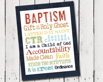 LDS Boy Baptism Subway Art - Instant Download