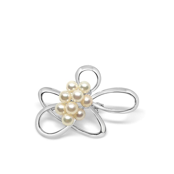 Atomic Japanese Saltwater Akoya Pearl Brooch- Sterling Silver