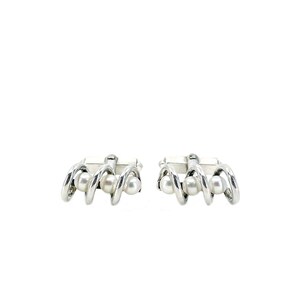 Modernist Akoya Saltwater Cultured Pearl Swirl Mid-Century Cufflinks- Sterling Silver