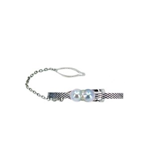 Baroque Blue Men&#39;s Modernist Japanese Saltwater Akoya Cultured Pearl Tie Bar- Sterling Silver