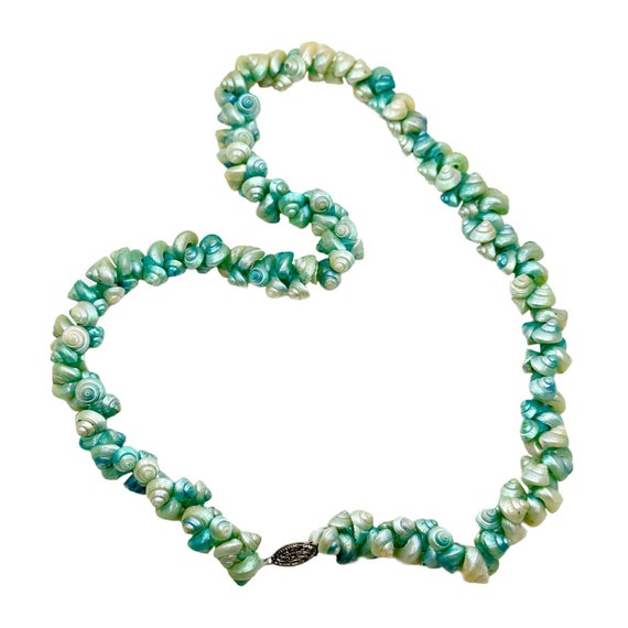 Iridescent Tronchus Shell Vintage Estate 1950's Necklace - Sterling Silver 19.50 Inch