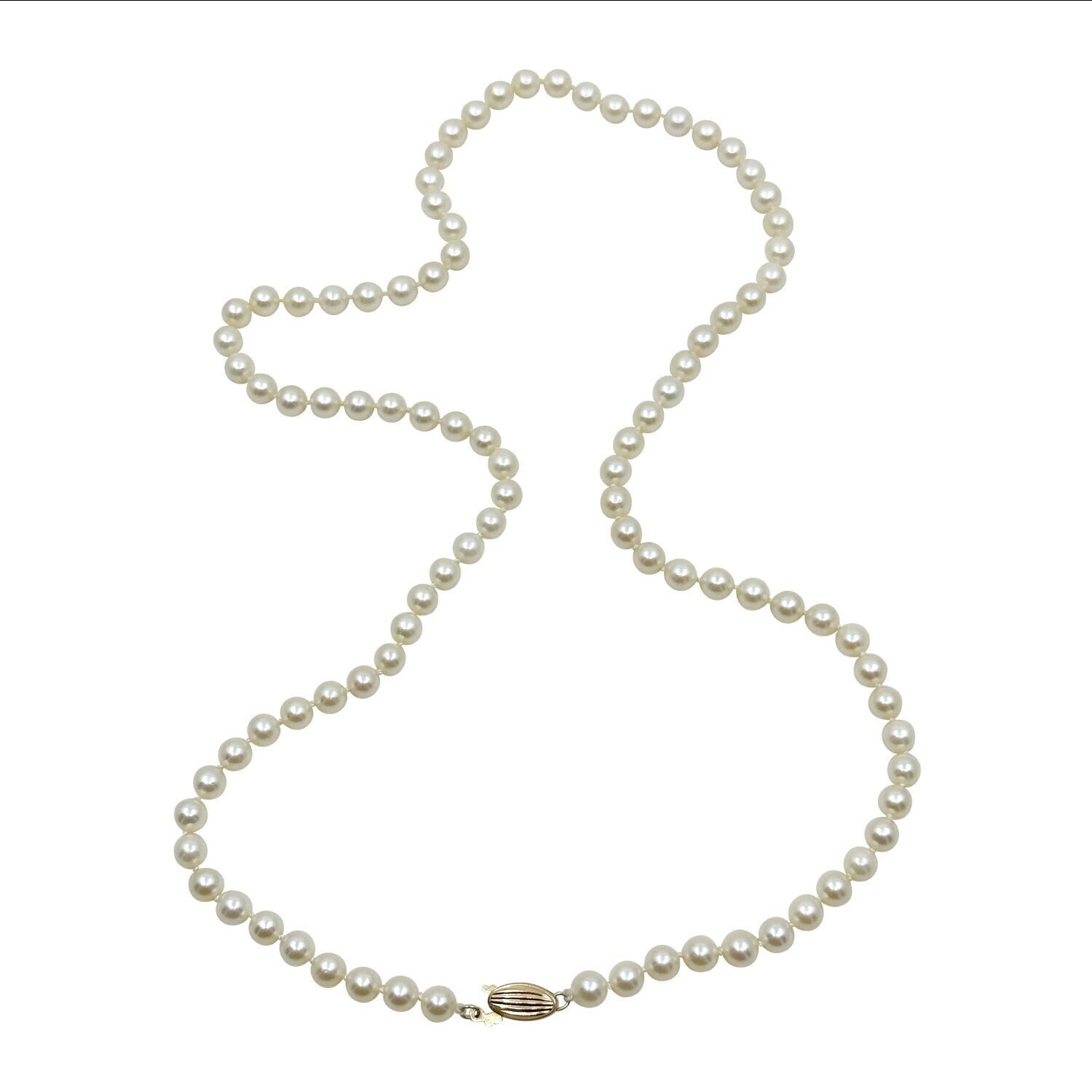 Vintage Double Strand Pearl Necklace Sapphire Diamond Clasp 