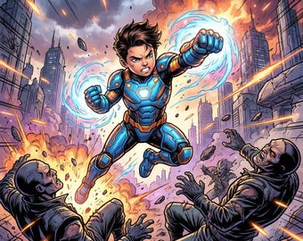 Storia di supereroi personalizzata per bambini / Libro per neonati personalizzato con narrazione, poster stampabile e pagine da colorare / Regalo digitale scaricabile