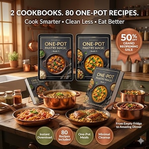 Skafferimagin i ett kastrullpaket — PAKET: 30 + 50 recept | Två kompletta kokböcker | Enkla middagar för vardagskvällar | Direkt digital nedladdning i PDF-format