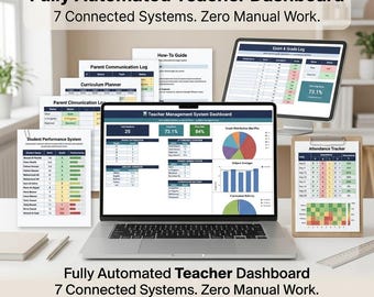 Teacher Management Spreadsheet | Gradebook & Attendance Tracker | Student Performance Dashboard | Google Sheets Template | Classroom System