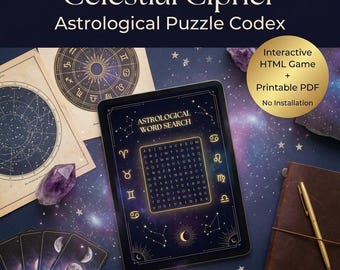 Astrologi ordpussel | Interaktivt HTML-spel + utskrivbar PDF