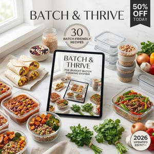 30 recept för matlagning i satsvisa mängder | Budgetvänliga måltider (PDF-kokbok som kan laddas ner direkt)