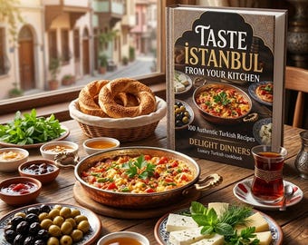 Turkish Cookbook | 100 Authentic Recipes PDF | Menemen, Kofta, Baklava, Mezze | 5-Course Delight Dinners Guide, Chef Tips & Calories