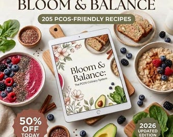 Pacchetto di ricette per la PCOS / 3 libri / 205 ricette per l'equilibrio ormonale / Piano alimentare + Guida alla dispensa / Download digitale in PDF