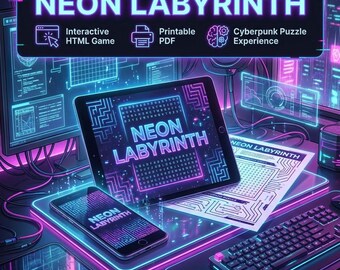 Cyberpunk ordpussel | Interaktivt HTML-spel och utskrivbart (PDF-paket)