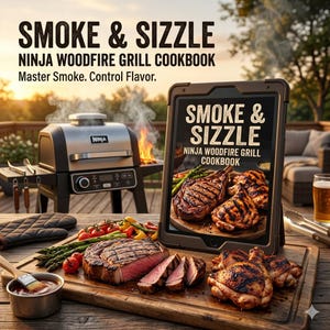 Smoke & Sizzle 50 Ninja Woodfire Grill Recipes | BBQ Smoking Mastery | Beginner Artisan Guide | Includes Shopping List  Pro Tips