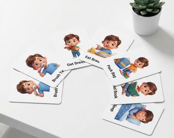 Schede di routine quotidiana Montessori, programma visivo, stampabile per la scuola domestica (download digitale)