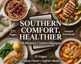 Southern Comforts hälsosammare kokbok i PDF-format | 99 hälsosamma recept | Frukost Lunch Middag Snacks Efterrätt | Comfort Classics i en ny version