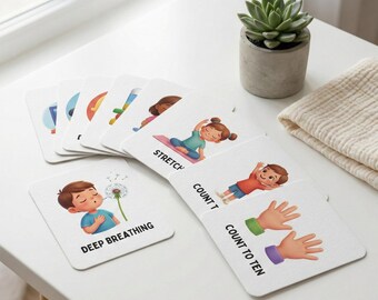 Schede didattiche Montessori Calming Corner, schede di abilità di coping per bambini piccoli, apprendimento a casa, download digitale