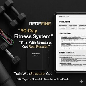 REDEFINE 90-Day Fitness Program | Full Body Transformation Guide PDF | Workout Plan + Meal Prep Recipes | Weight Loss & Muscle Build