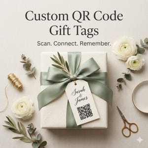 Custom Personalized Gift Tags with QR Code 48 Made-to-Order Name Labels | Digital Audio Text Message Tags | Artisan Wedding  Birthday Favors