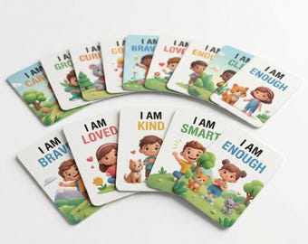 Schede didattiche di affermazione Montessori, schede di fiducia per bambini (download digitale)
